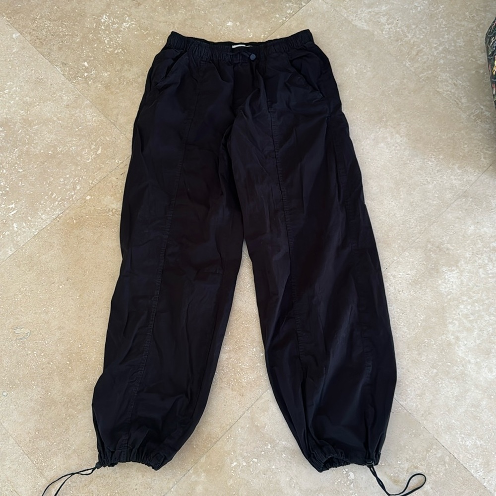 Black Zara parachute pants